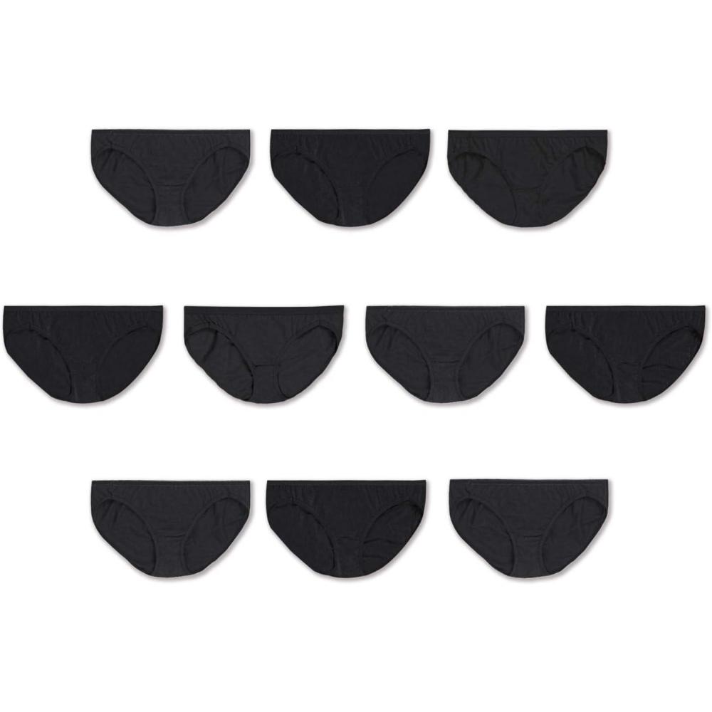 imageHanes womens Highcut Panties Pack Highwaisted Briefs Moisturewicking Cotton Underwear 10pack Colors May Vary10 Pack Black