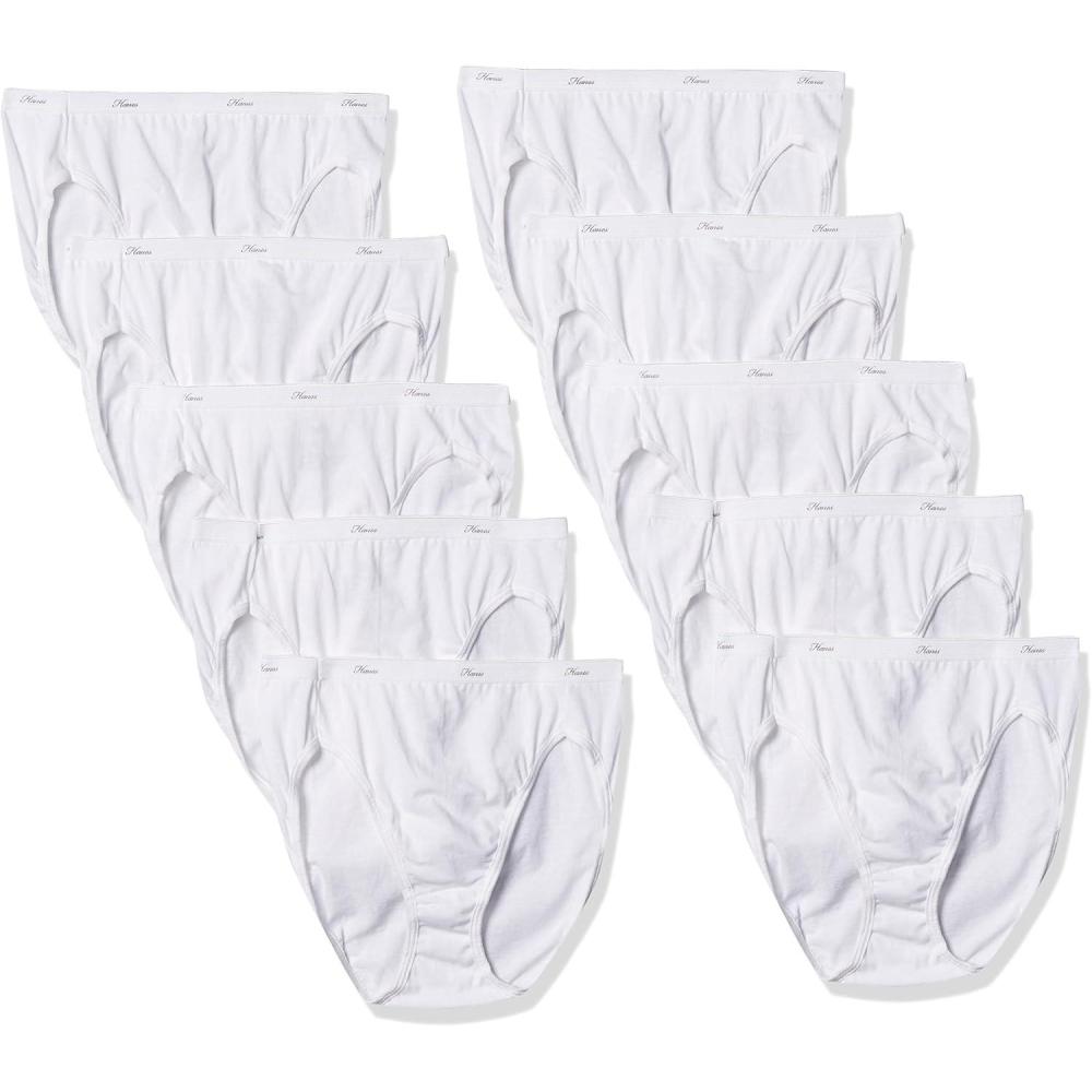 imageHanes womens Highcut Panties Pack Highwaisted Briefs Moisturewicking Cotton Underwear 10pack Colors May VaryWhite 10pack