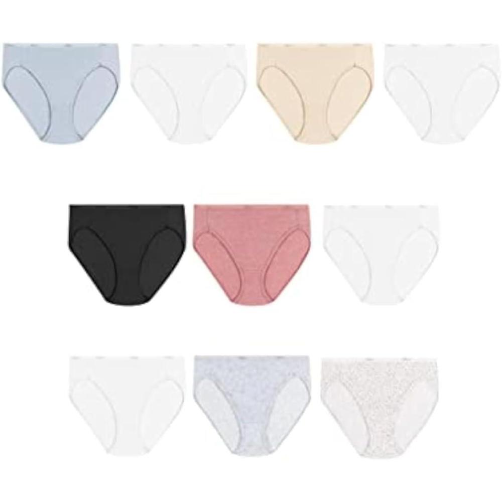 imageHanes womens Microfiber Panties Pack Moisturewicking Stretch Underwear 10pack Colors May Vary10 Pack Hi Cut Assorted 2