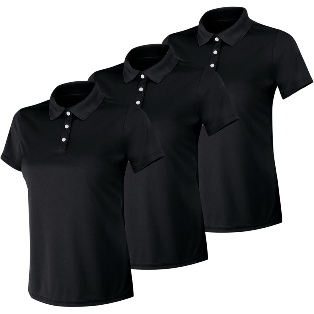 imageHanes womens Performance Polo Single or 3Pack Sport Cool DRI MoistureWicking Polo Shirt 40 UPF ProtectionBlack 3 Pack