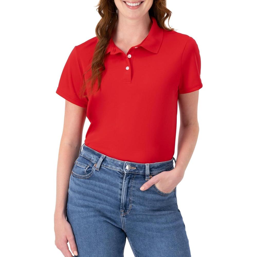imageHanes womens Performance Polo Single or 3Pack Sport Cool DRI MoistureWicking Polo Shirt 40 UPF ProtectionDeep Red 1 Pack