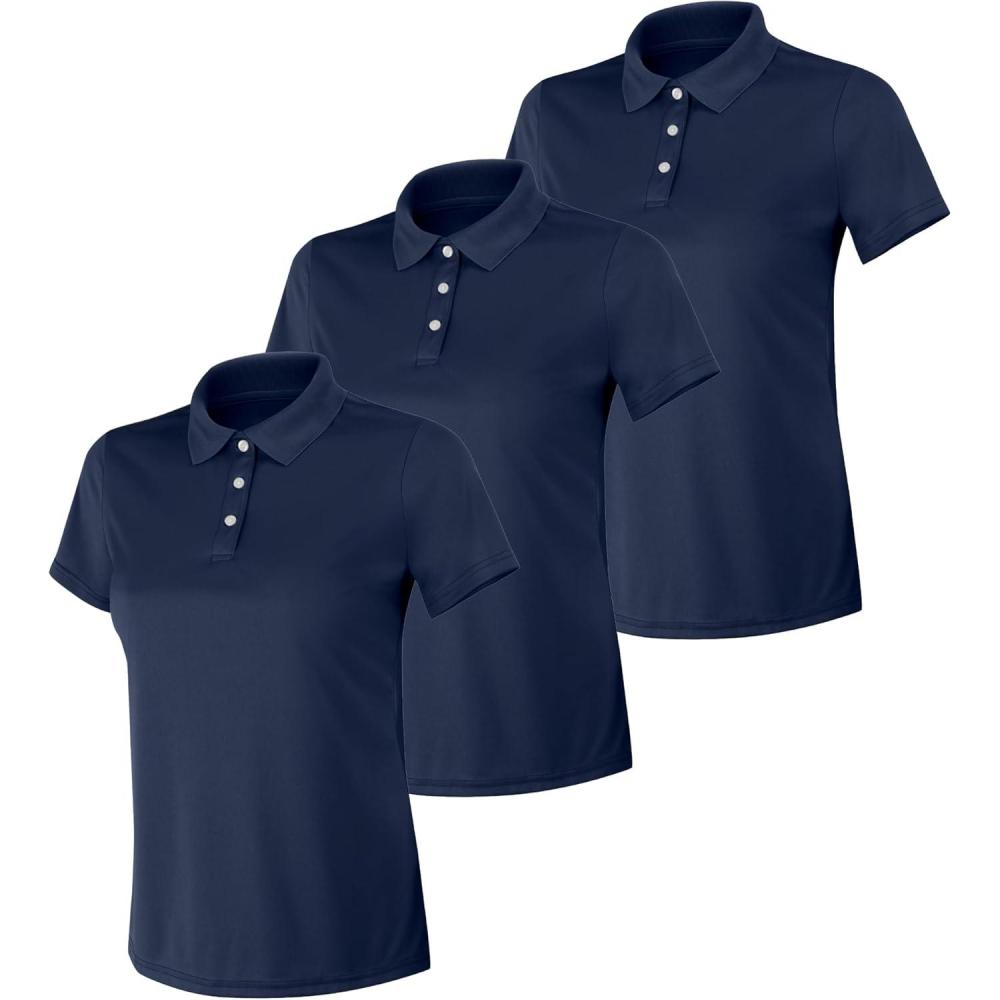 imageHanes womens Performance Polo Single or 3Pack Sport Cool DRI MoistureWicking Polo Shirt 40 UPF ProtectionNavy