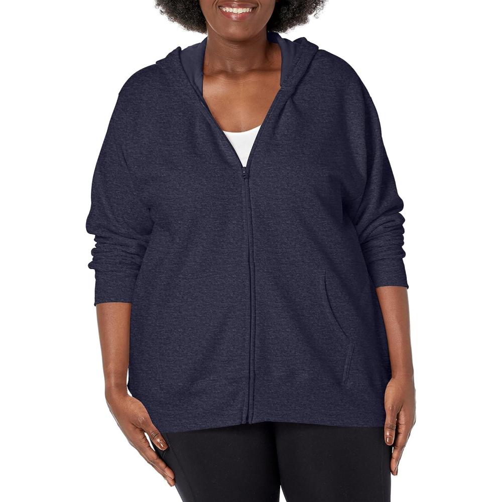 imageJUST MY SIZE Plus Size ComfortSoft EcoSmart Fleece FullZip Womens HoodieNavy Heather