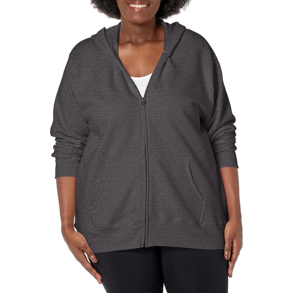 imageJUST MY SIZE Plus Size ComfortSoft EcoSmart Fleece FullZip Womens HoodieSlate Heather