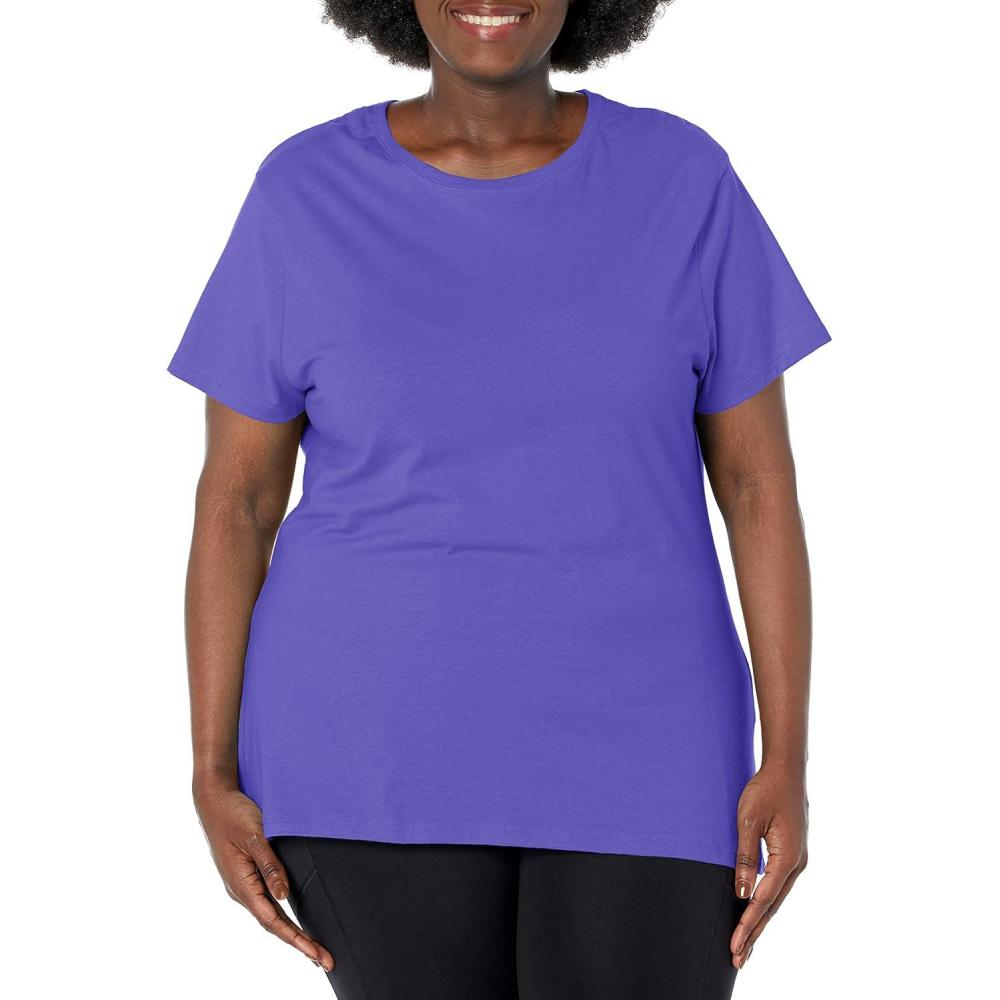 imageJUST My Size Womens PlusSize Short Sleeve Crew Neck TeePetal Purple