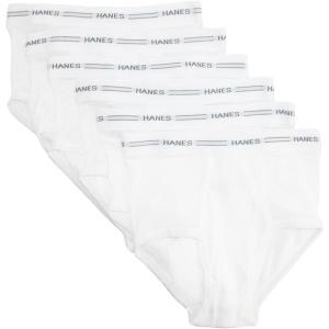 Hanes Boys’ Brief Underwear, Cotton Underwear for Boys, No Ride-Up Briefs, 6 and 10 Packs(White – 6 Pack)