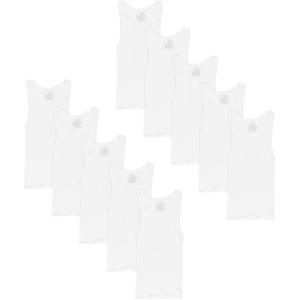 Hanes Boys’ Tank Cotton Undershirt, EcoSmart, 10 Pack, White(White – 10 Pack)