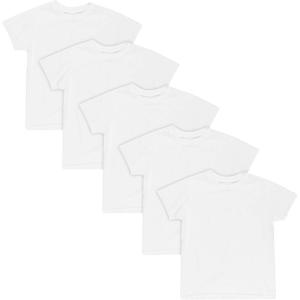 Hanes Boys’ Undershirt, EcoSmart White T-Shirts for Boys, Short Sleeve Shirts, 5 or 10- Pack(White – 5 Pack)