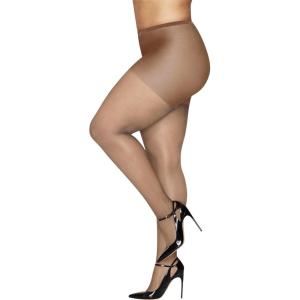 Hanes Curves Women’s Pantyhose with Run Resist and X-Temp Technology, Ultra Sheer, Control Top, Sheer Toe, Plus Size(Nude)