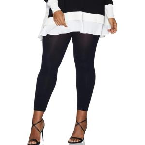 Hanes Curves Women’s Plus Size, Glide on Technology, Wicking Cool Comfort, Footless Tights(Black)