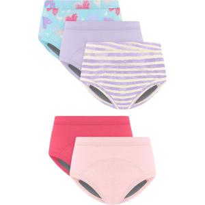Hanes Girls’ Heavy Absorbency Underwear, 5 Pairs, Cotton Toddler Potty Training Briefs, Print(Pink/Purple)