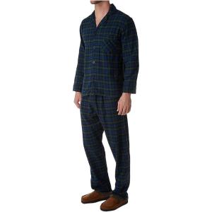Hanes Men’s 100% Cotton Flannel Plaid Pajama Top and Pant Set, Long Sleeve Button Down(Green)
