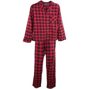 Hanes Men’s 100% Cotton Flannel Plaid Pajama Top and Pant Set, Long Sleeve Button Down(Red Tartan Plaid)
