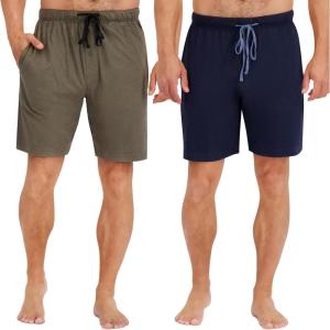 Hanes Men’s 2-Pack Sleep Shorts – Cotton Lounge Shorts, 7.5″ Inseam, Breathable Fit, Elastic Waist, Pantalones para Dormir (2-Pack)(Dark Green/Dark Blue)