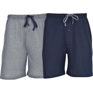 Hanes Men’s 2-Pack Sleep Shorts – Cotton Lounge Shorts, 7.5″ Inseam, Breathable Fit, Elastic Waist, Pantalones para Dormir (2-Pack)(Heather Gray/Navy)