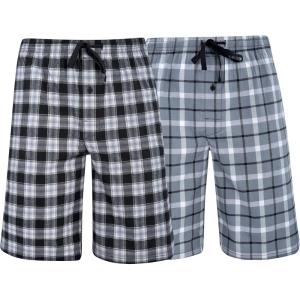 Hanes Men’s 2-Pack Woven Pajama Shorts – Lightweight Breathable Lounge Fit for Summer, Pantalones Cortos para Hombre 2-Pack(Grey & Black)
