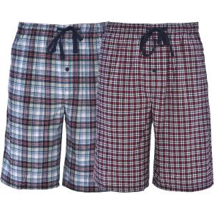 Hanes Men’s 2-Pack Woven Pajama Shorts – Lightweight Breathable Lounge Fit for Summer, Pantalones Cortos para Hombre 2-Pack(Red Navy Plaid)