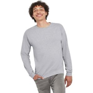 Hanes Men’s Essentials Long-Sleeve T-Shirt, Crewneck Cotton T-Shirts for Men, 2-Pack(Light Steel – 4 Pack)