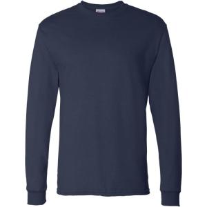 Hanes Men’s Essentials Long-Sleeve T-Shirt, Crewneck Cotton T-Shirts for Men, 2-Pack(Navy – 2 Pack)