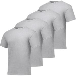 Hanes Men’s Essentials Tshirt 4 and 6 Packs, ComfortSoft Tee, Cotton Shirt for Men(Ash – 4 Pack)