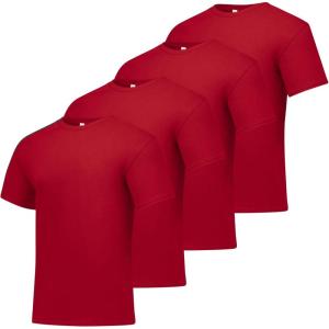 Hanes Men’s Essentials Tshirt 4 and 6 Packs, ComfortSoft Tee, Cotton Shirt for Men(Deep Red – 4 Pack)