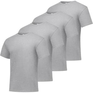 Hanes Men’s Essentials Tshirt 4 and 6 Packs, ComfortSoft Tee, Cotton Shirt for Men(Light Steel – 4 Pack)