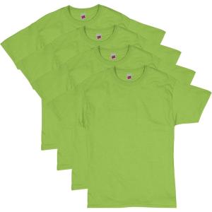 Hanes Men’s Essentials Tshirt 4 and 6 Packs, ComfortSoft Tee, Cotton Shirt for Men(Lime – 4 Pack)