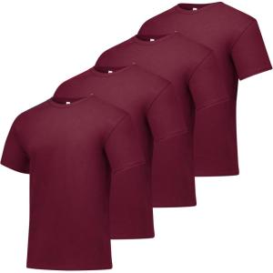 Hanes Men’s Essentials Tshirt 4 and 6 Packs, ComfortSoft Tee, Cotton Shirt for Men(Maroon – 4 Pack)