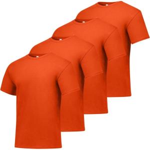 Hanes Men’s Essentials Tshirt 4 and 6 Packs, ComfortSoft Tee, Cotton Shirt for Men(Orange – 4 Pack)
