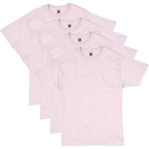 Hanes Men’s Essentials Tshirt 4 and 6 Packs, ComfortSoft Tee, Cotton Shirt for Men(Pale Pink – 4 Pack)