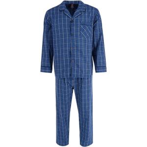 Hanes Men’s Long Sleeve Plain Weave Pajama Set(Navy)