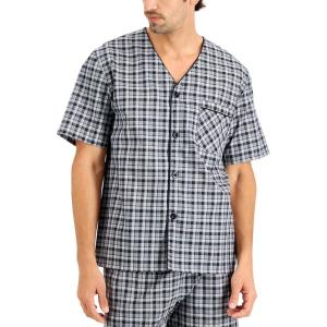 Hanes Men’s Short Sleeve Nightwear Pajama, Short PJ Set, Pijama de Dos Piezas para Hombre(Black/Grey Plaid)