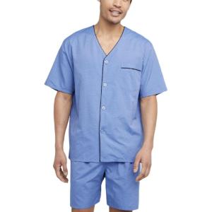Hanes Men’s Short Sleeve Nightwear Pajama, Short PJ Set, Pijama de Dos Piezas para Hombre(Blue)