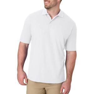 Hanes Men’s X-Temp Short Sleeve Polo Shirt, Midweight Men’s Shirt(White)