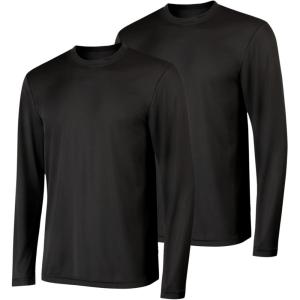 Hanes Sport Men’s Long-Sleeve T-Shirt Pack, Cool DRI Moisture-Wicking Performance T-Shirts, Performance Tee, 2-Pack(Black – 2 Pack)