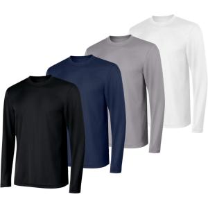 Hanes Sport Men’s Long-Sleeve T-Shirt Pack, Cool DRI Moisture-Wicking Performance T-Shirts, Performance Tee, 2-Pack(Black/White/Navy/Grey – 4 Pack)