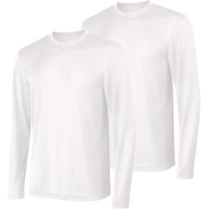 Hanes Sport Men’s Long-Sleeve T-Shirt Pack, Cool DRI Moisture-Wicking Performance T-Shirts, Performance Tee, 2-Pack(White)