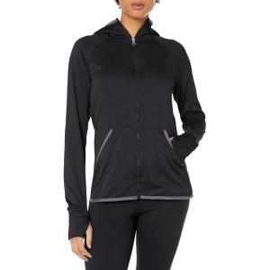 Hanes Sport Women’s Performance Fleece Full Zip Hoodie(Black Heather/Dada Grey Binding)
