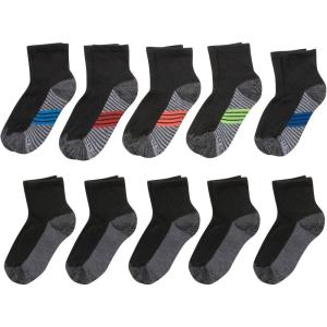 Hanes Ultimate Boys’ Ankle and No Show Performance Sport Socks, 10-Pair Packs(Ankle – Black/Grey Bottom – 10 Pack)