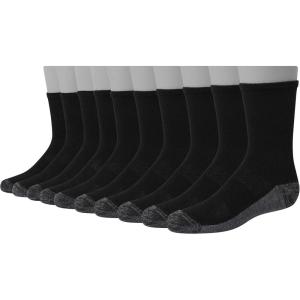Hanes Ultimate Boys’ Crew Performance Sport Socks, 10-Pair Packs(Black/Grey Bottom)