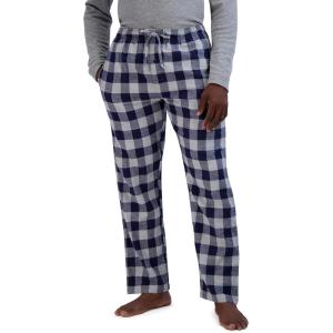 Hanes Ultimate Men’s Flannel Pajama Pants, Plaid Cotton Loungewear, Pj Bottoms with Pockets, Extended Sizes(Navy Buffalo)