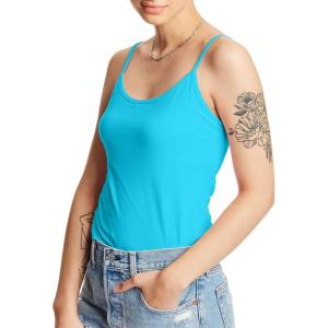 Hanes Women’s Cami with Built-in Shelf Bra, Stretch Cotton Camisole, Adjustable Straps(Flying Turquoise – 1 Pack)