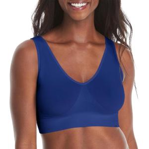 Hanes Women’s Cozy Wireless Bra, Full-Coverage Pullover Bra, Seamless T-Shirt Bra(Clematis Blue)