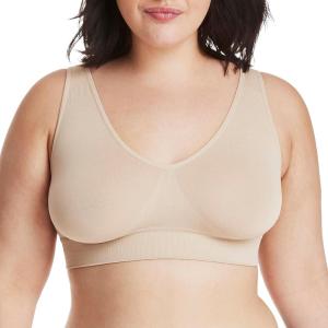 Hanes Women’s Cozy Wireless Bra, Full-Coverage Pullover Bra, Seamless T-Shirt Bra(Nude)