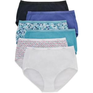 Hanes Women’s High-Waisted Brief Panties, 6-Pack, Moisture-Wicking Cotton Brief Underwear (Colors May Vary)(Solid/Print Mix)