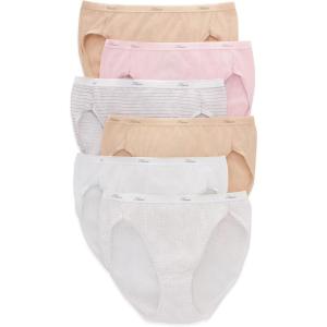 Hanes Women’s High-Waisted Brief Panties, 6-Pack, Moisture-Wicking Cotton Brief Underwear (Colors May Vary)(Taupe/White/Pink/Print Mix)