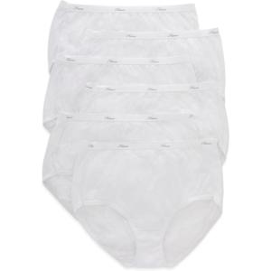 Hanes Women’s High-Waisted Brief Panties, 6-Pack, Moisture-Wicking Cotton Brief Underwear (Colors May Vary)(White)