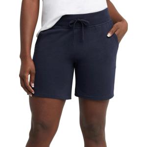 Hanes Women’s Jersey Pocket Shorts, Drawstring Cotton Jersey Shorts, 7″ Inseam(Navy)