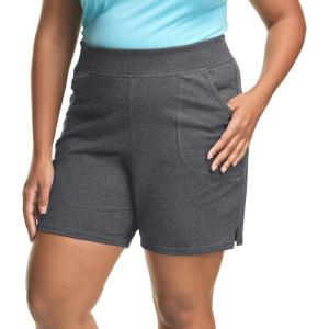 Hanes Women’s Just My Size Cotton Jersey Shorts, Plus Size Pull-on Gym Shorts, 7 inches Inseam(Charcoal Heather)