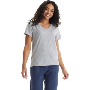 Hanes Women’s Nano Premium Cotton V-Neck T-Shirt Pack(Light Steel – 1 Pack)